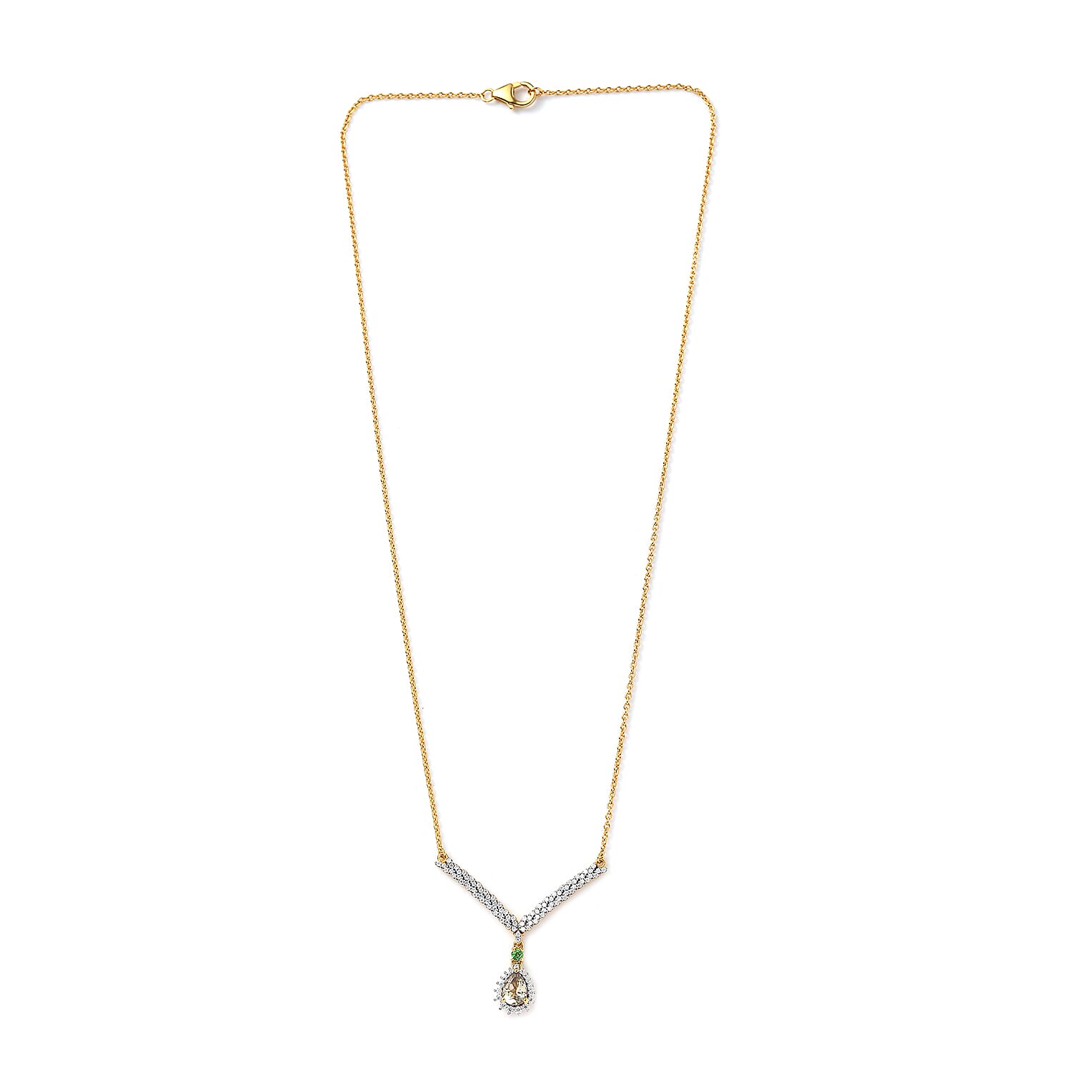 AAA Turkizite and Multi Gemstone Halo Necklace 18 Inches in Vermeil Yellow Gold Over Sterling Silver 1.85 ctw