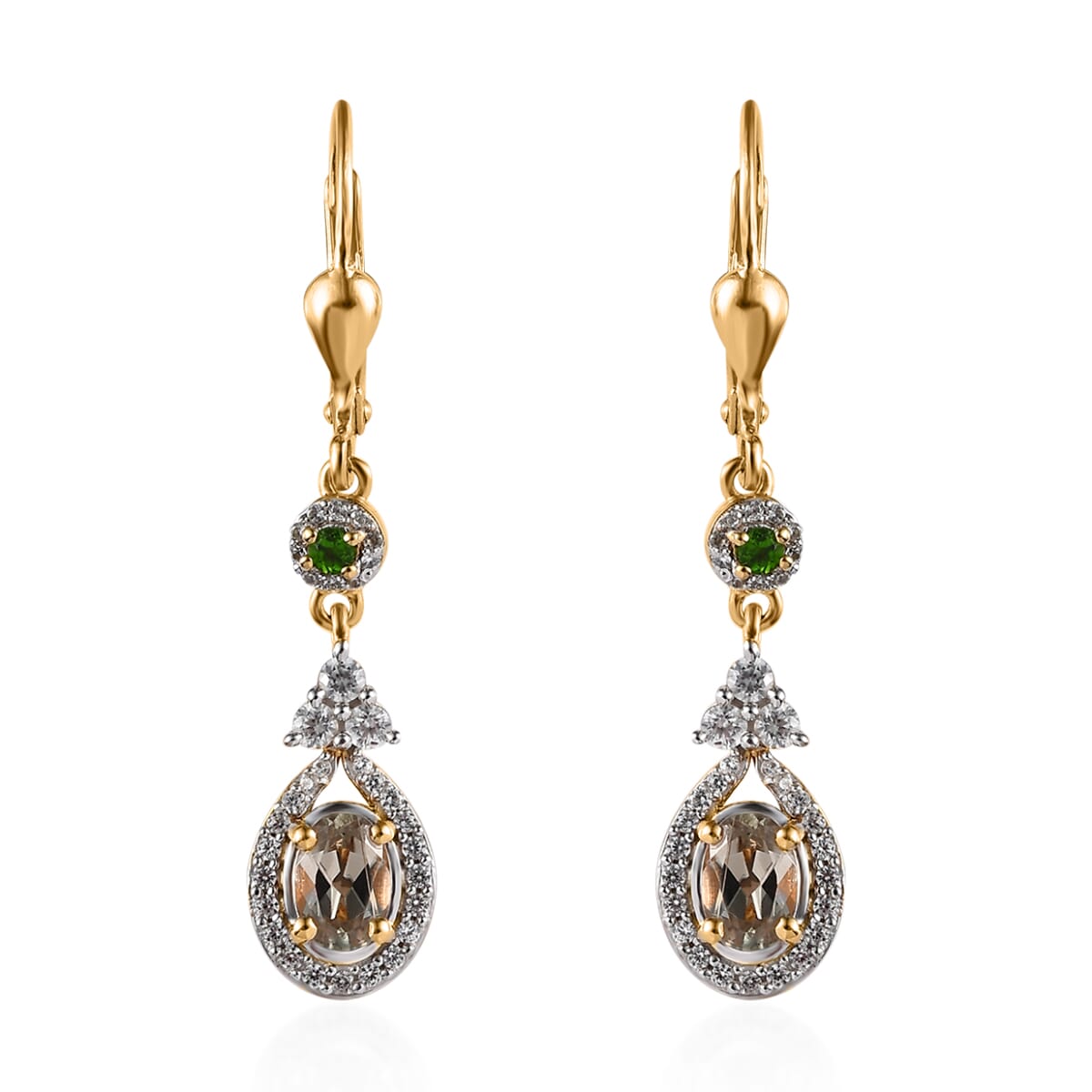 AAA Turkizite and Multi Gemstone Lever Back Earrings in Vermeil Yellow Gold Over Sterling Silver 1.85 ctw image number 0