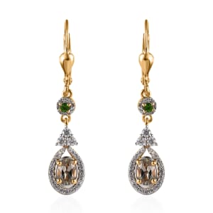 AAA Turkizite and Multi Gemstone Lever Back Earrings in Vermeil Yellow Gold Over Sterling Silver 1.85 ctw
