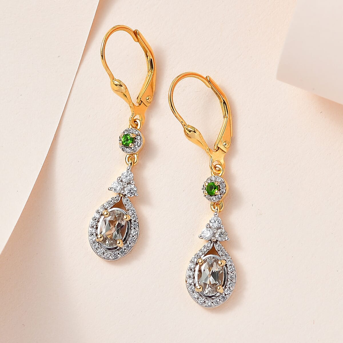 AAA Turkizite and Multi Gemstone Lever Back Earrings in Vermeil Yellow Gold Over Sterling Silver 1.85 ctw image number 1