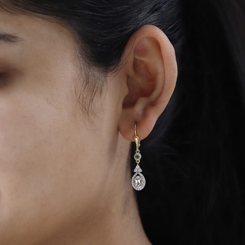 AAA Turkizite and Multi Gemstone Lever Back Earrings in Vermeil Yellow Gold Over Sterling Silver 1.85 ctw