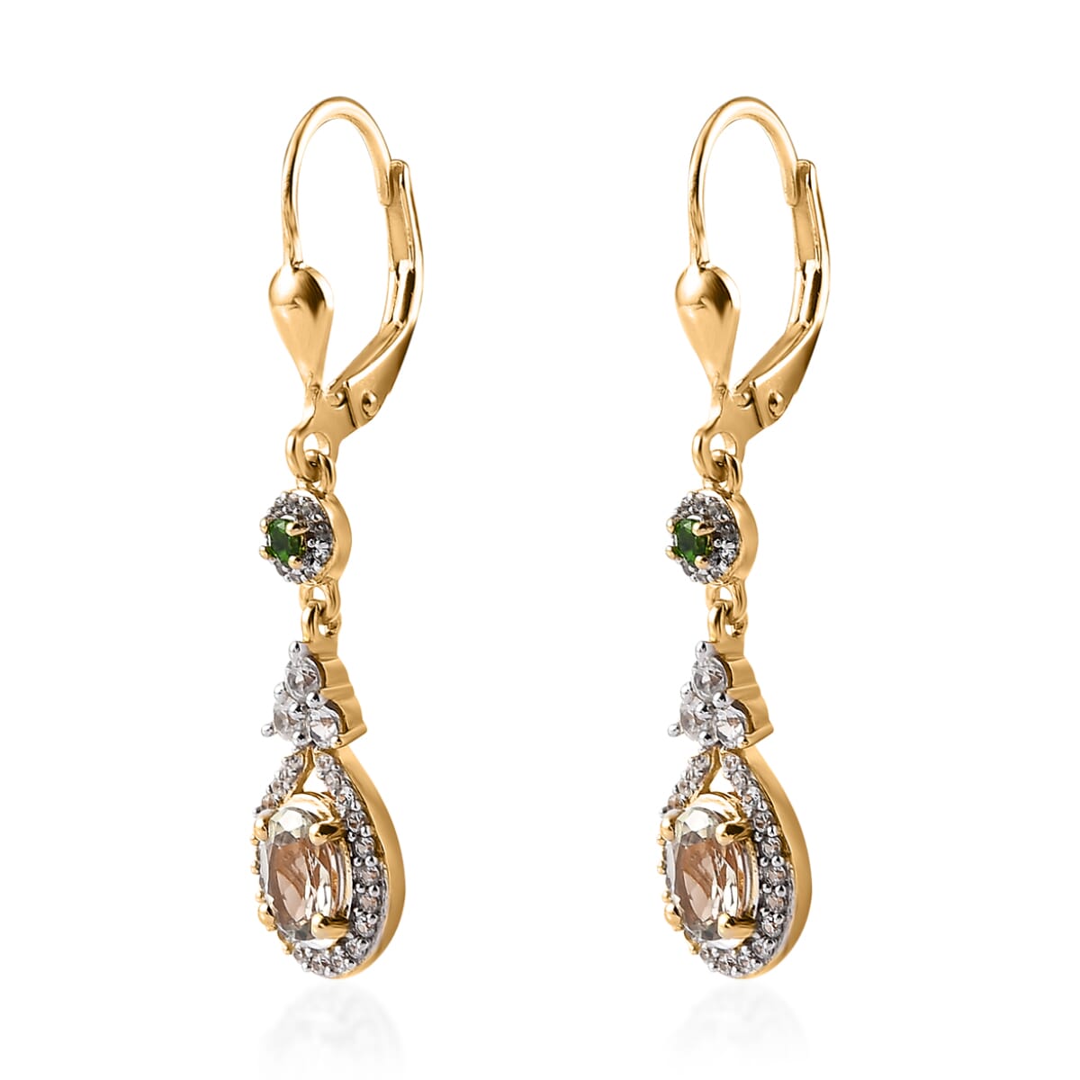 AAA Turkizite and Multi Gemstone Lever Back Earrings in Vermeil Yellow Gold Over Sterling Silver 1.85 ctw image number 3