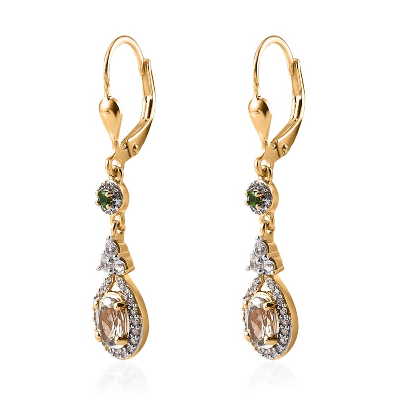 AAA Turkizite and Multi Gemstone Lever Back Earrings in Vermeil Yellow Gold Over Sterling Silver 1.85 ctw