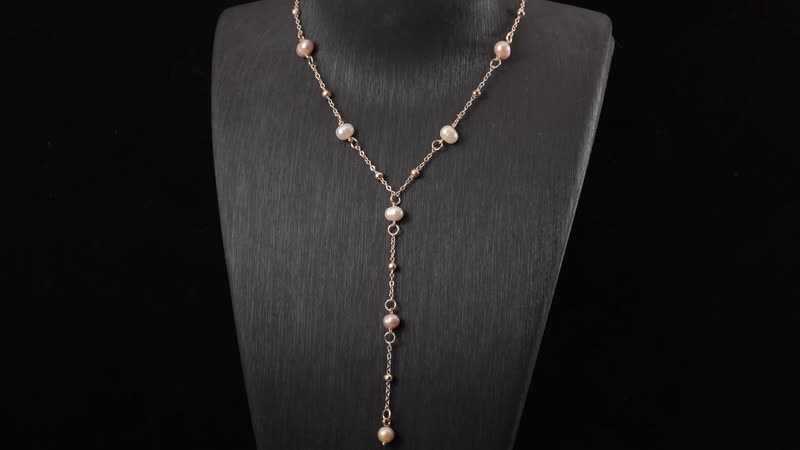 Multi Color Freshwater Pearl Necklace 22 Inches in Goldtone