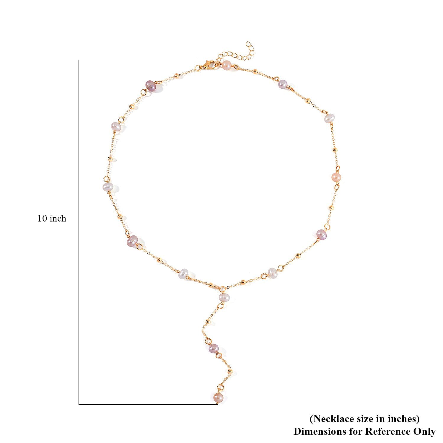 Multi Color Freshwater Pearl Necklace 22 Inches in Goldtone