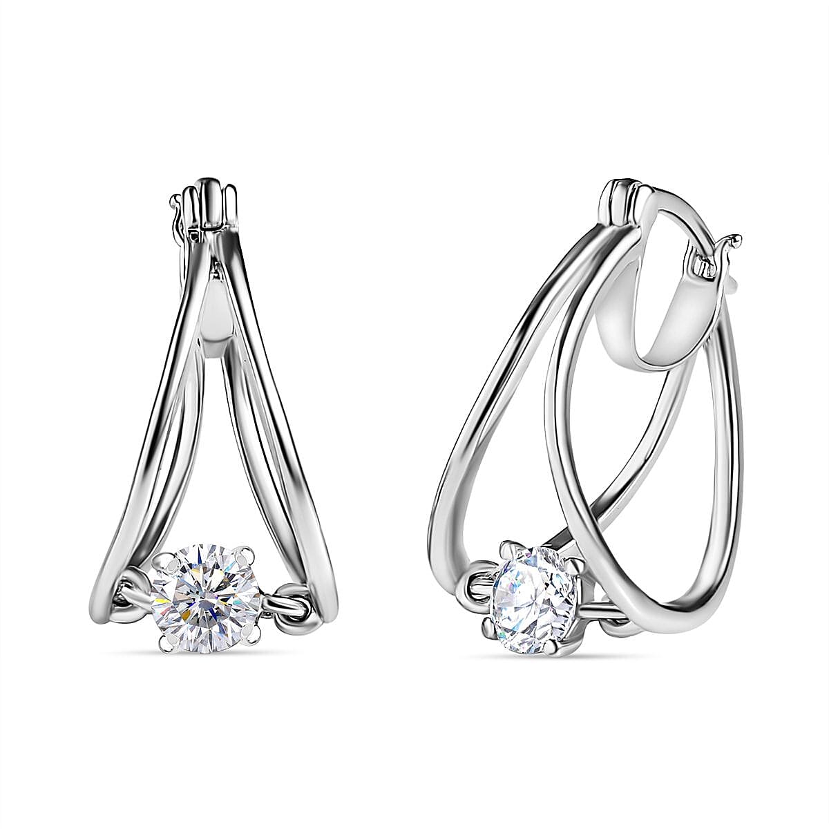 Moissanite 0.64 ctw Earrings in Platinum Over Sterling Silver