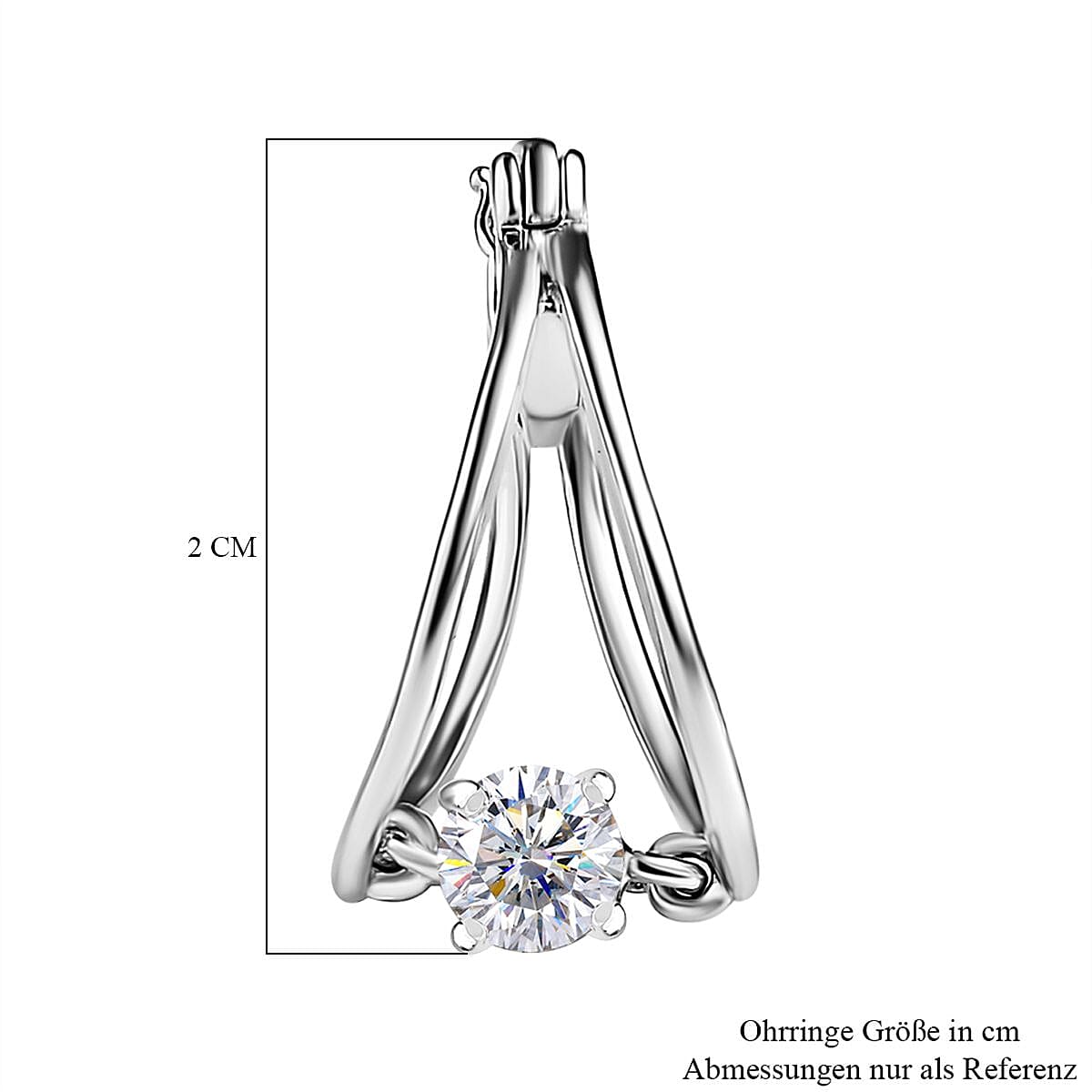 Moissanite 0.64 ctw Earrings in Platinum Over Sterling Silver