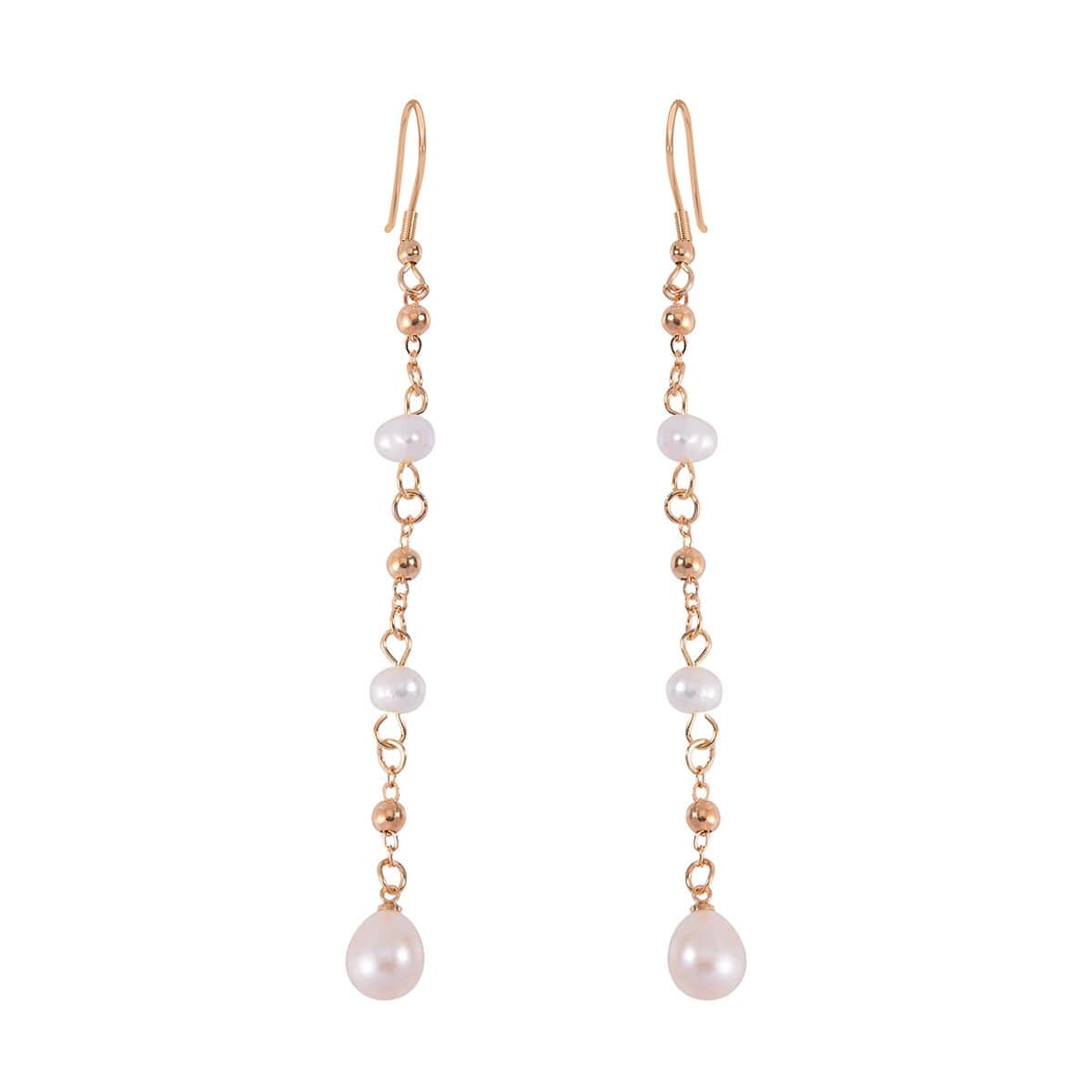 White Freshwater Pearl Earrings in Goldtone image number 0