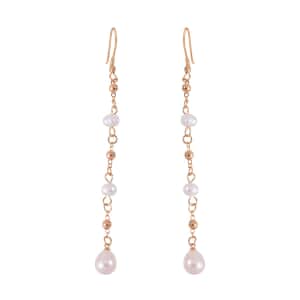White Freshwater Pearl Earrings in Goldtone