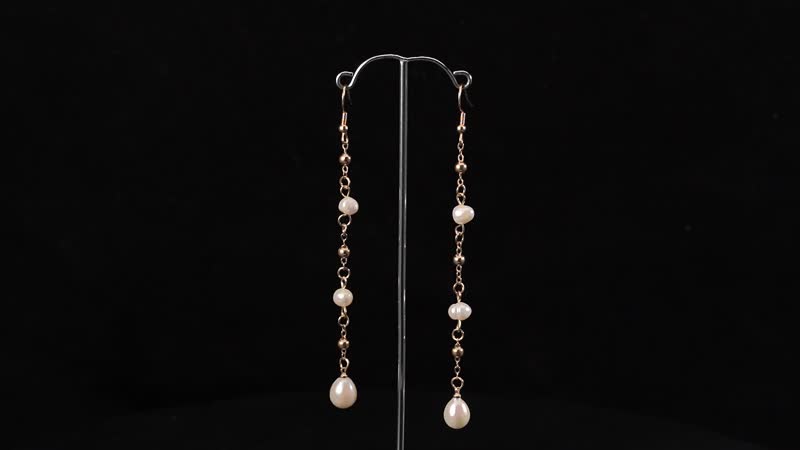 White Freshwater Pearl Earrings in Goldtone
