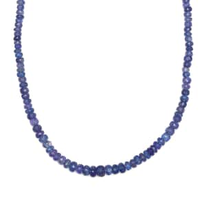 10K Yellow Gold Tanzanite Beaded Necklace 18 Inches 121.80 ctw