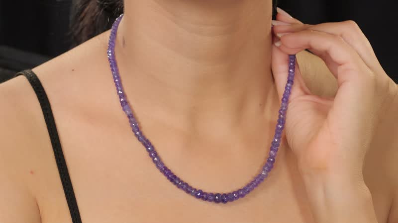 10K Yellow Gold Tanzanite Beaded Necklace 18 Inches 121.80 ctw