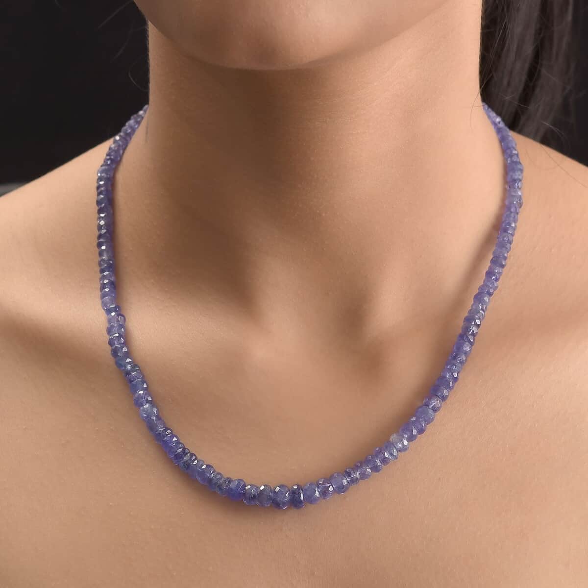 10K Yellow Gold Tanzanite Beaded Necklace 18 Inches 121.80 ctw image number 2