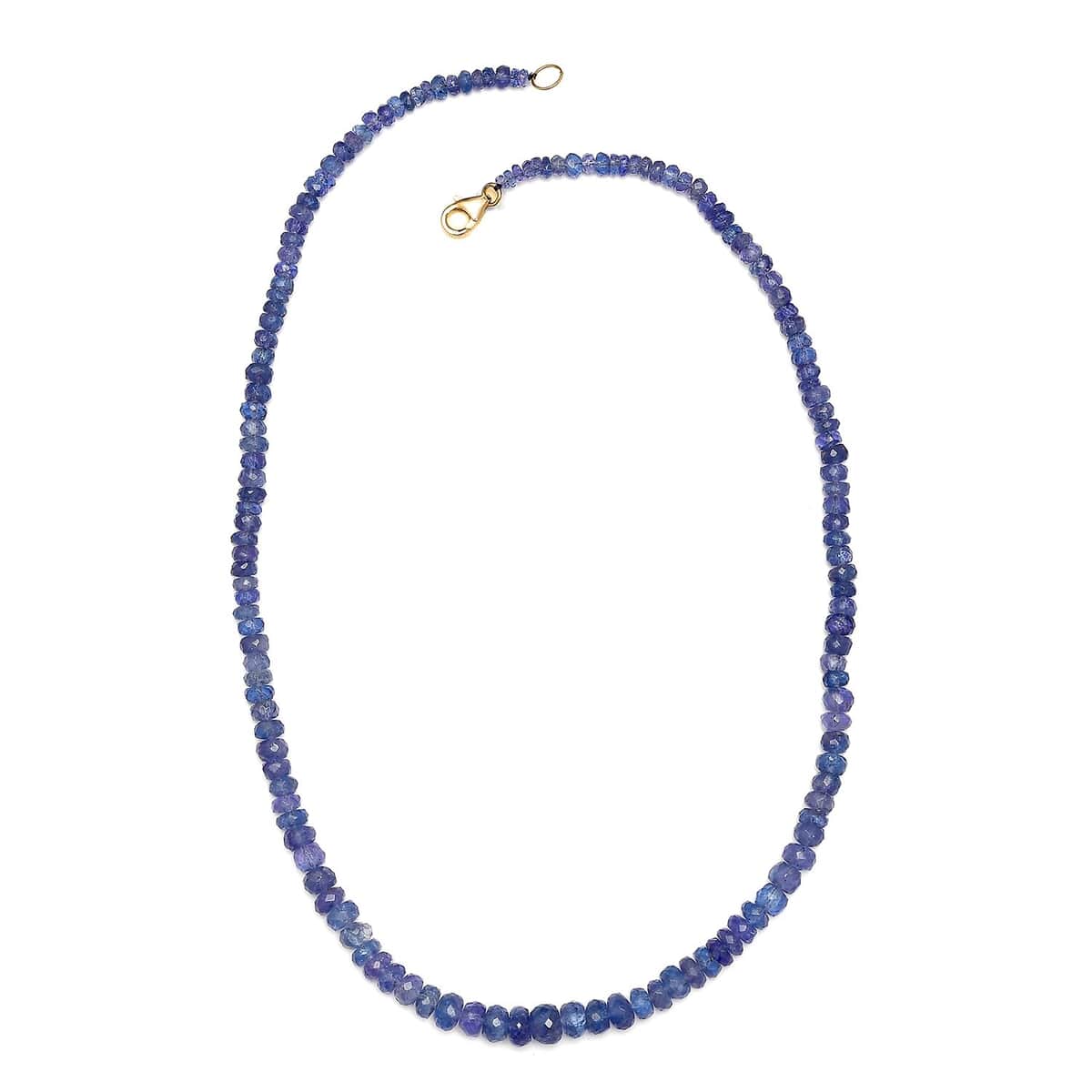 10K Yellow Gold Tanzanite Beaded Necklace 18 Inches 121.80 ctw image number 3