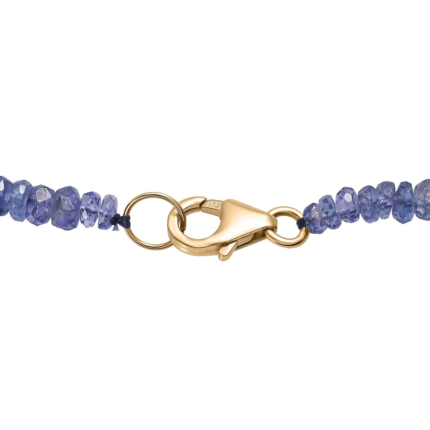 10K Yellow Gold Tanzanite Beaded Necklace 18 Inches 121.80 ctw