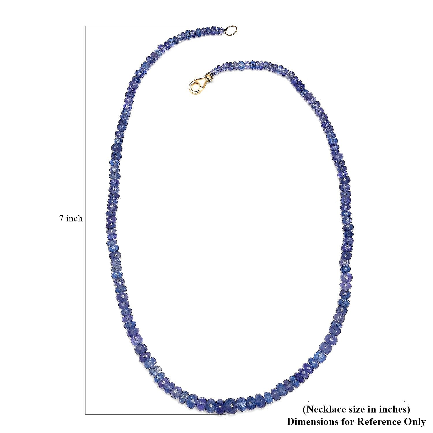 10K Yellow Gold Tanzanite Beaded Necklace 18 Inches 121.80 ctw