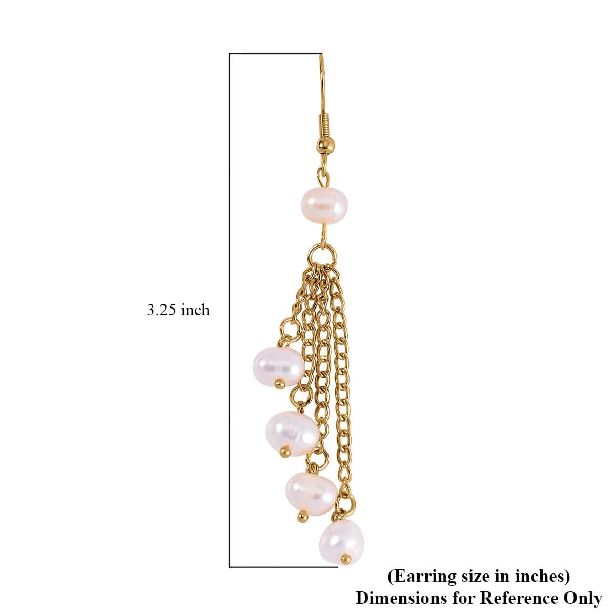 White Freshwater Pearl Earrings in Goldtone image number 4