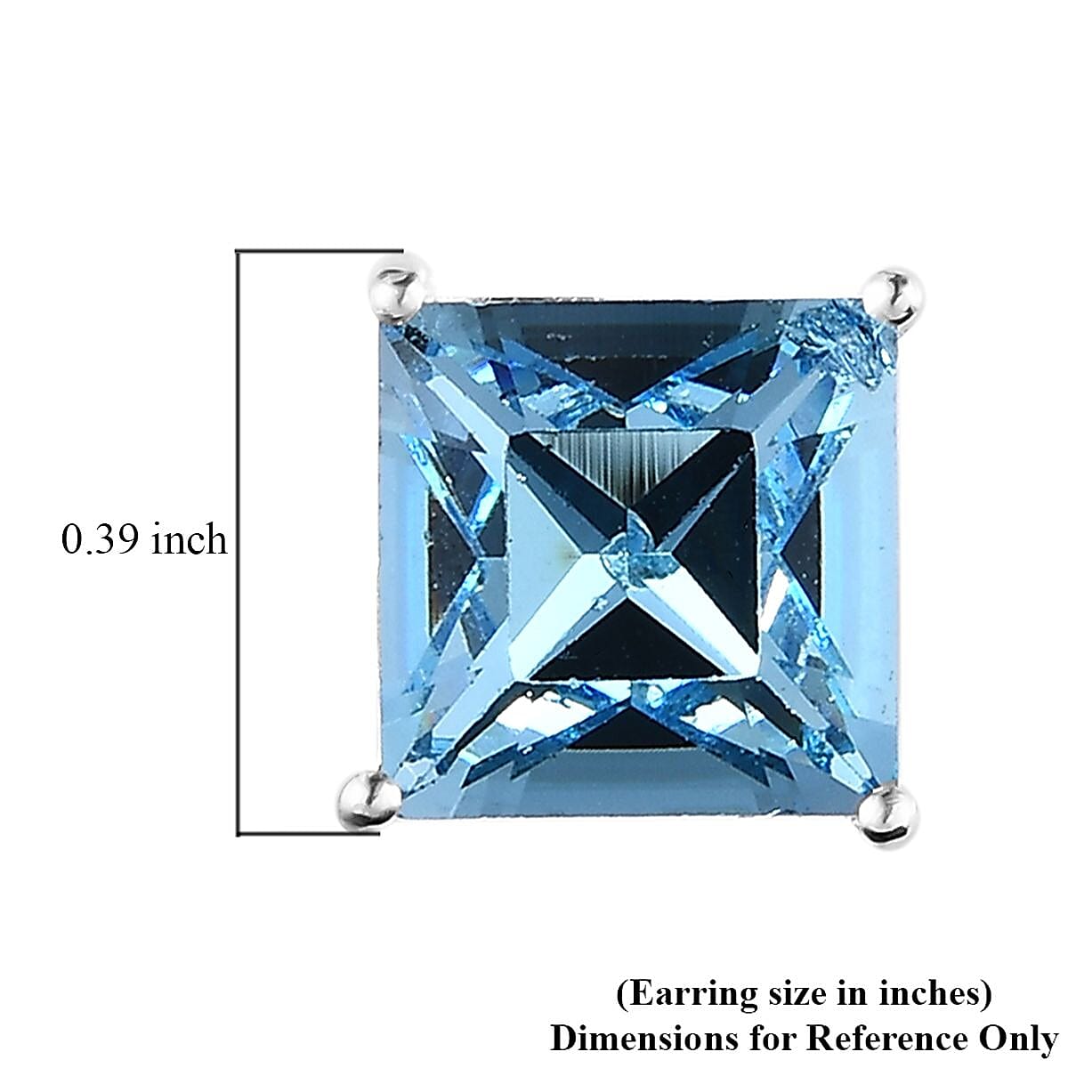 Aquamarine Color Crystal Solitaire Stud Earrings in Sterling Silver 5.00 ctw