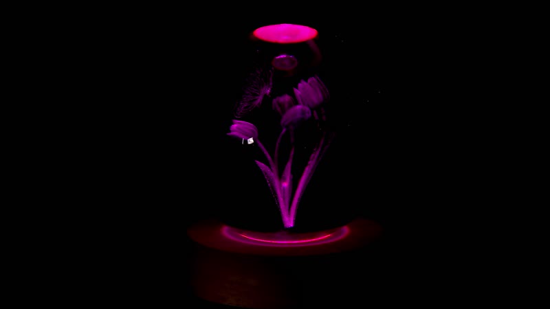 Crystal Glass Ball with LED RGB Wood Display Base (Ball 3.5 Inches & Wood Dia 2.5 Inches)