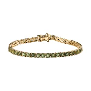 Tanzanian Natural Green Apatite Tennis Bracelet in Vermeil Yellow Gold Over Sterling Silver (6.50 In) 12.30 ctw