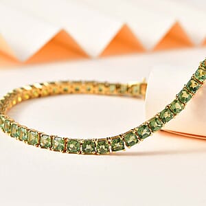 Tanzanian Natural Green Apatite Tennis Bracelet in Vermeil Yellow Gold Over Sterling Silver (6.50 In) 12.30 ctw