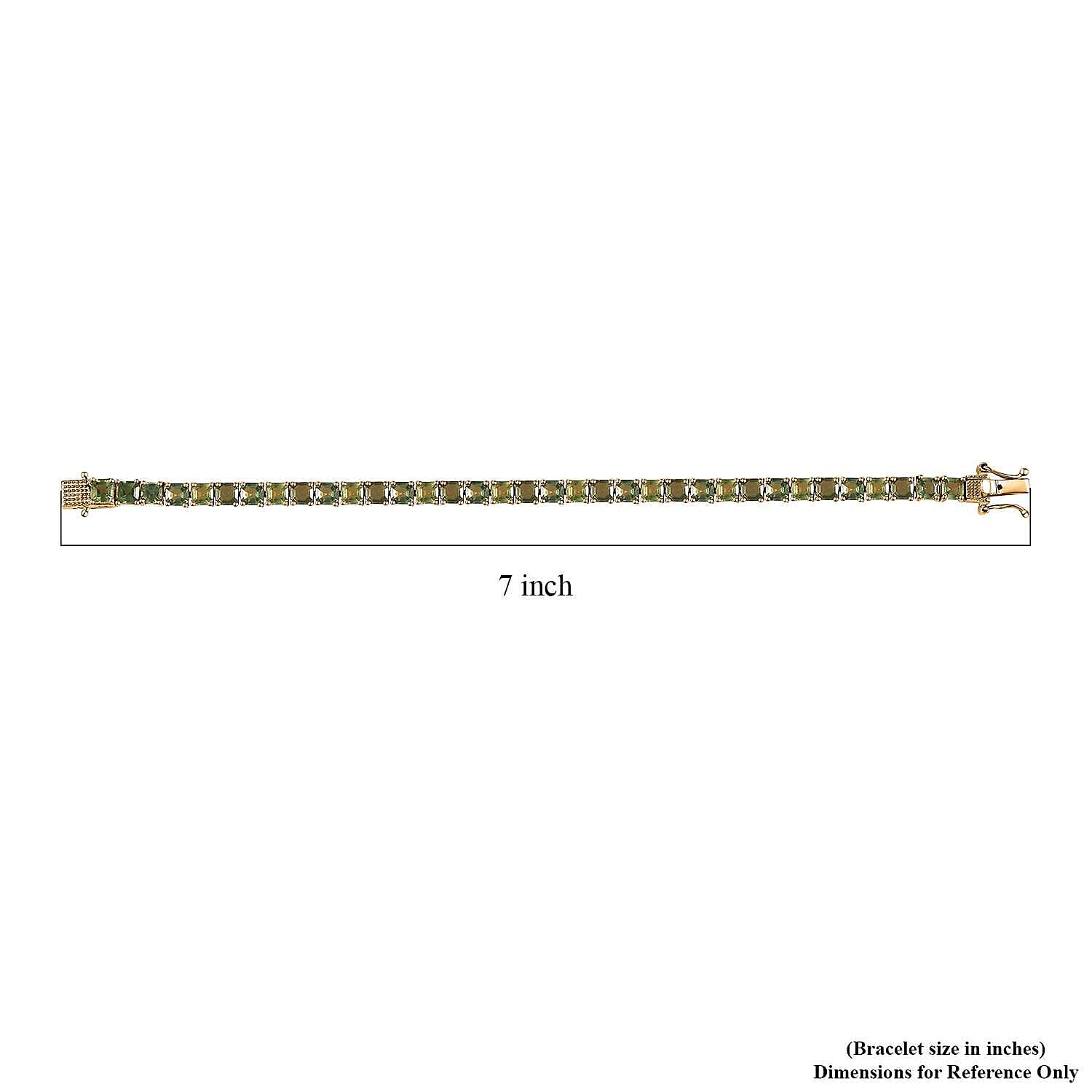 Tanzanian Natural Green Apatite Tennis Bracelet in Vermeil Yellow Gold Over Sterling Silver (6.50 In) 12.30 ctw