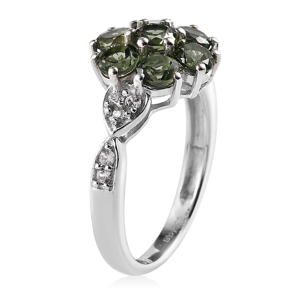 Tanzanian Natural Green Apatite and White Zircon Ring in Platinum Over Sterling Silver (Size 10.0) 2.35 ctw image number 3