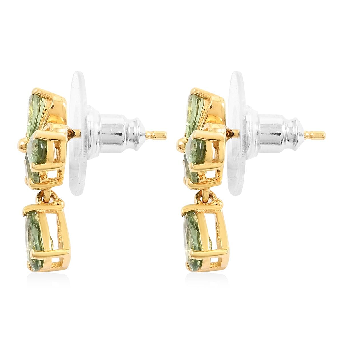 Tanzanian Natural Green Apatite Butterfly Earrings in Vermeil Yellow Gold Over Sterling Silver 2.40 ctw