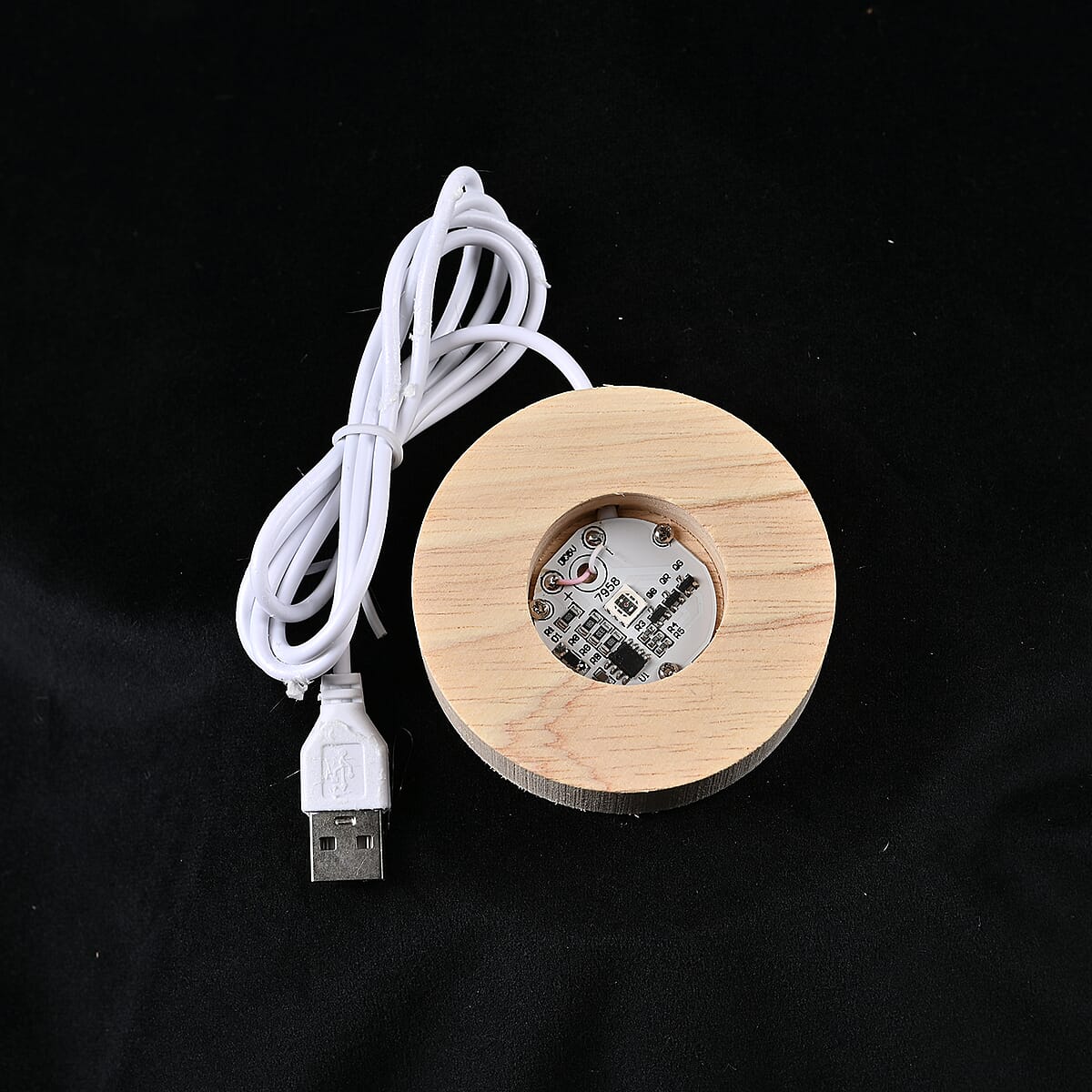 Livmore RGB Changing LED Light Crystal 3D Angel Engraved Pattern Glass Ball with Wood Base (Ball 3.5 Inches & Wood Dia 2.5 Inches) image number 3