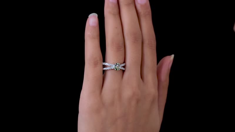 Tanzanian Natural Green Apatite and White Zircon Ring in Platinum Over Sterling Silver (Size 9.0) 1.60 ctw