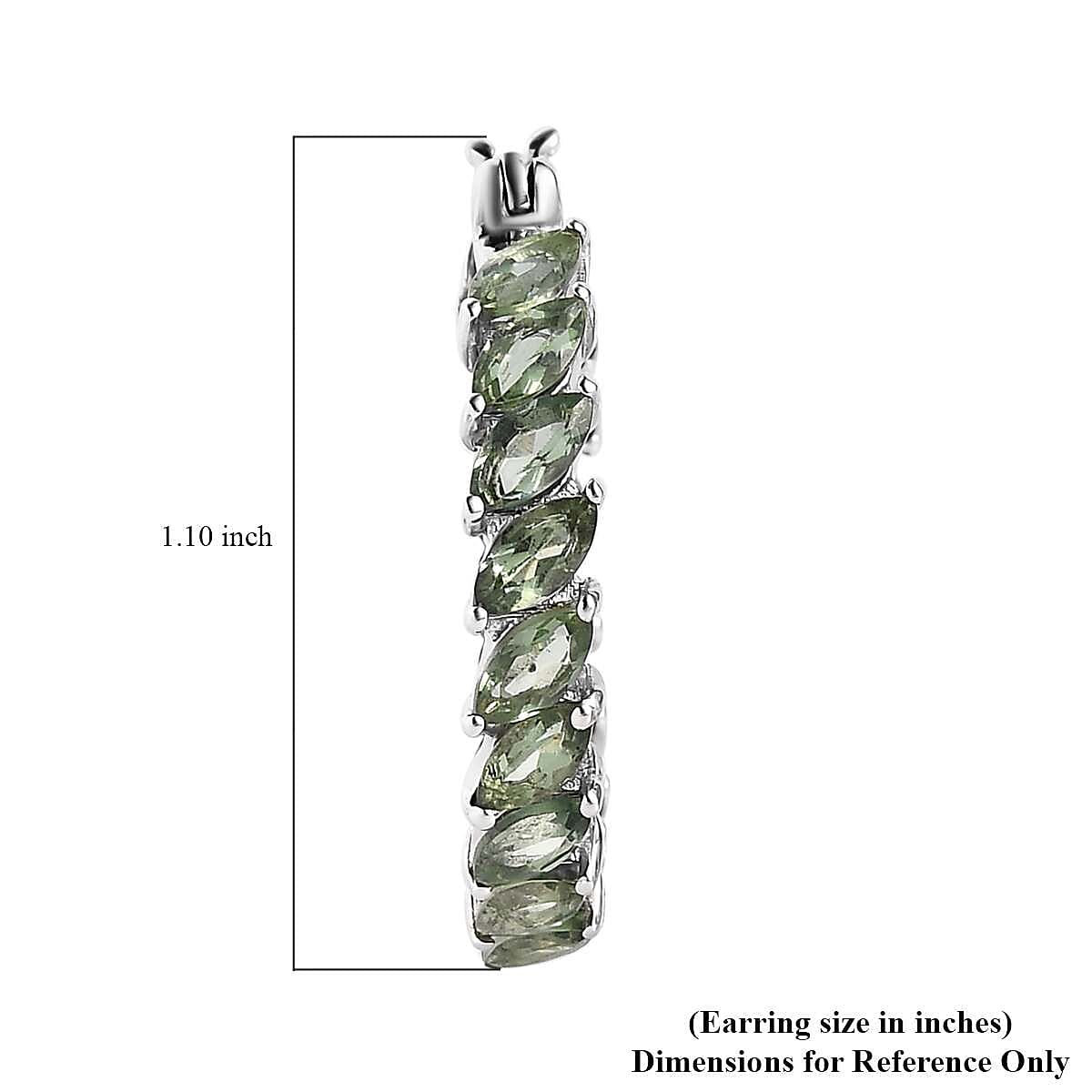 Tanzanian Natural Green Apatite Inside Out Hoop Earrings in Platinum Over Sterling Silver 4.85 ctw