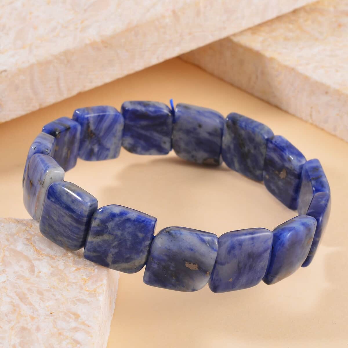 Sodalite 150.00 ctw Block Stretch Bracelet image number 1