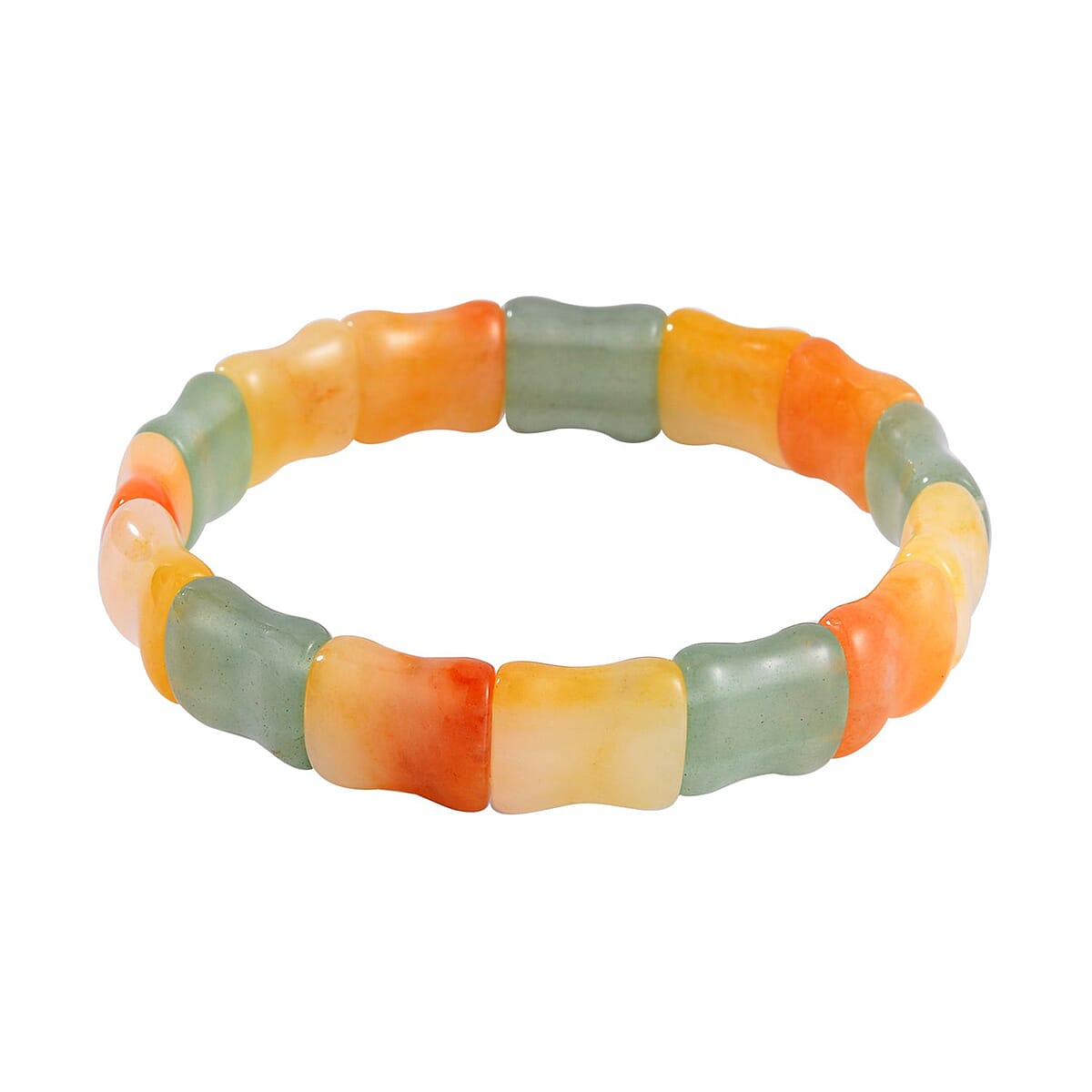 Multi Color Aventurine Block Stretch Bracelet 115.00 ctw image number 0