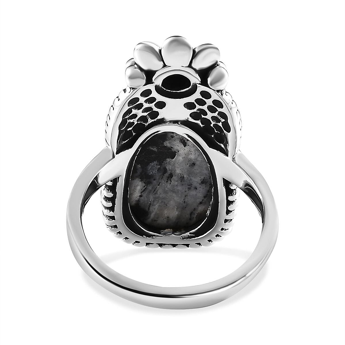 Artisan Crafted White Buffalo and Royston Turquoise Floral Ring in Sterling Silver (Size 6.0) 9.10 ctw
