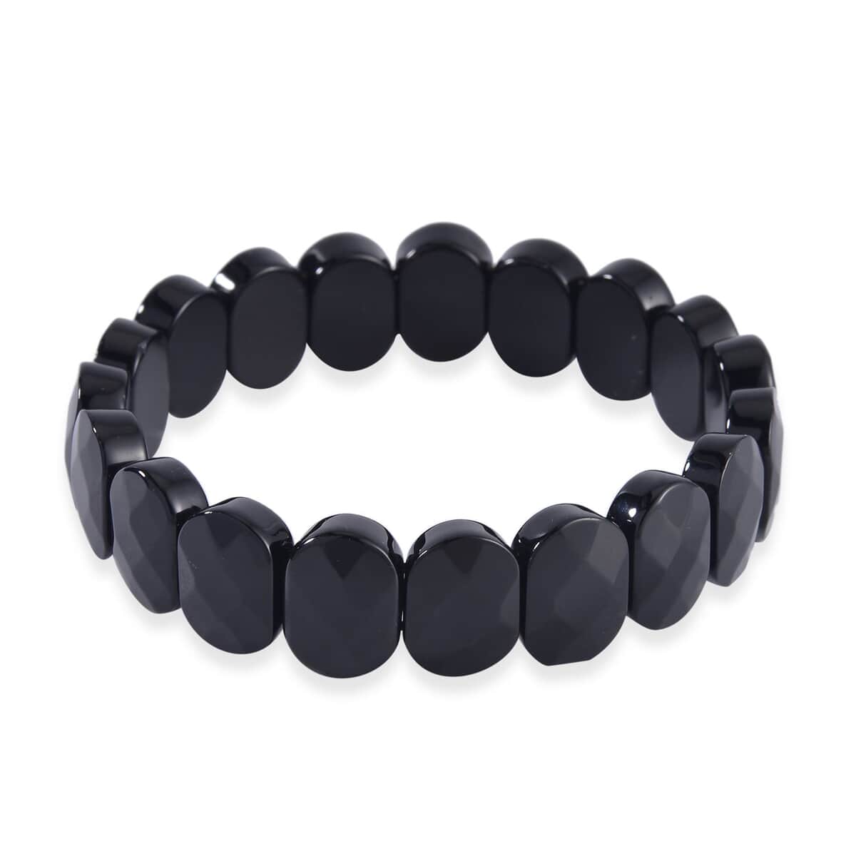 Black Obsidian Block Stretch Bracelet 123.00 ctw image number 0