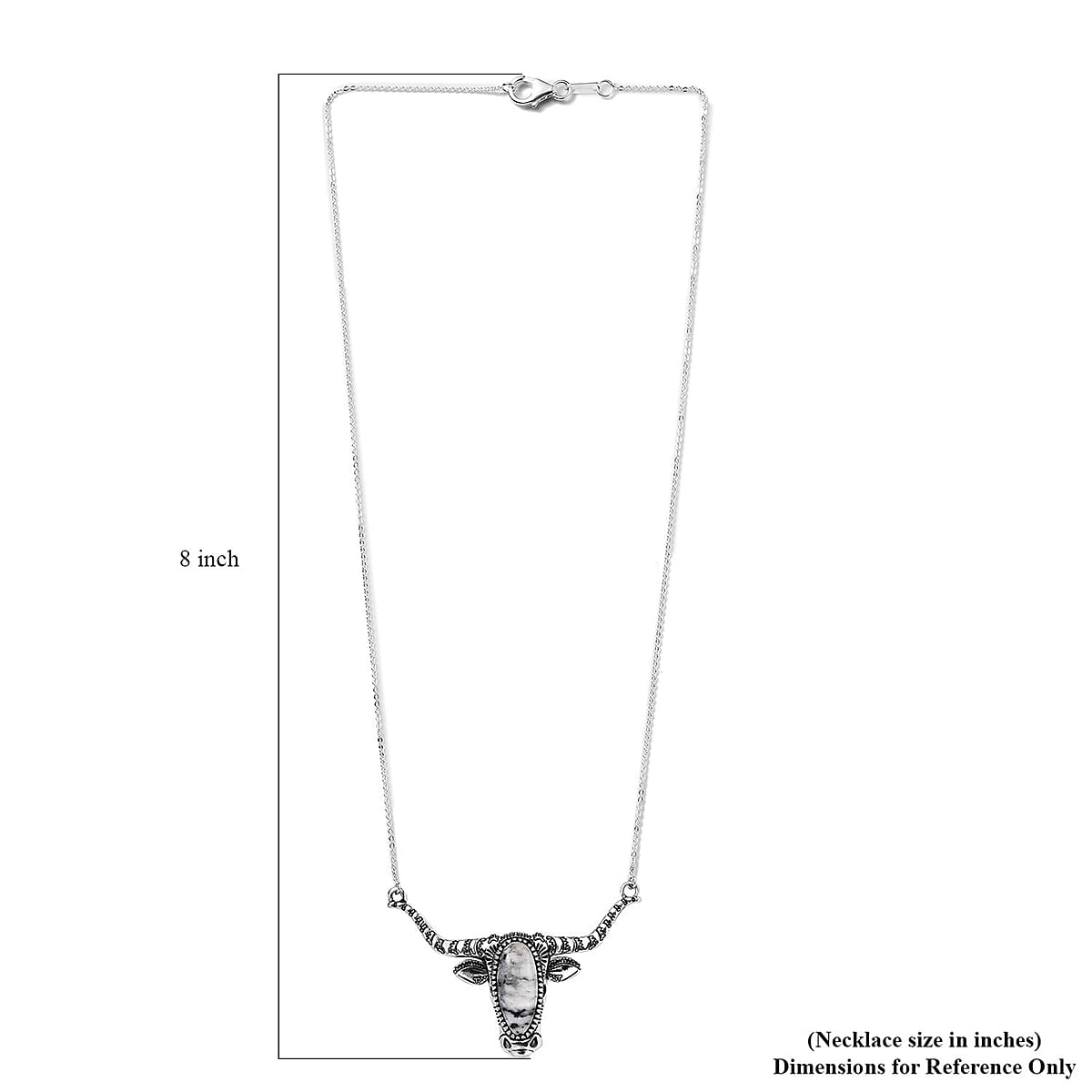 Artisan Crafted White Buffalo Longhorn Bull Head Necklace 18 Inches in Sterling Silver 6.65 ctw image number 5