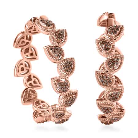Buy Natural Champagne Diamond Hoop Earrings in Vermeil Rose Gold Over  Sterling Silver 2.00 ctw at