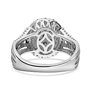 Blue Diamond and White Diamond 0.53 ctw Ring in Platinum Over Sterling Silver (Size 11.5)
