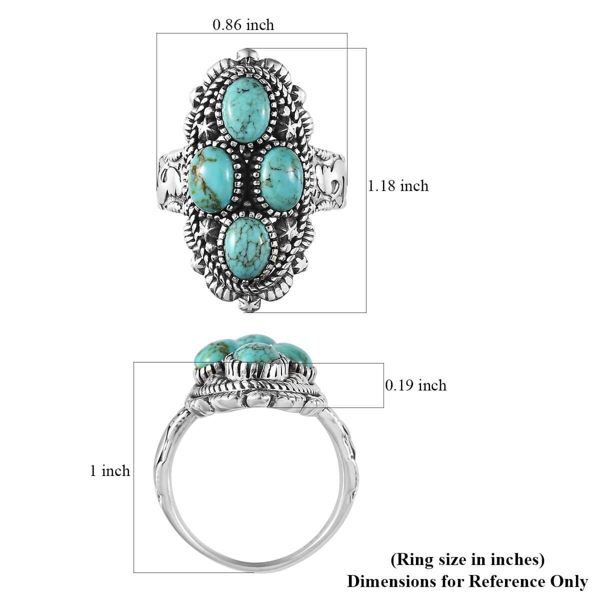 Artisan Crafted Blue Moon Turquoise Ring in Sterling Silver (Size 7.0) 2.80 ctw image number 5