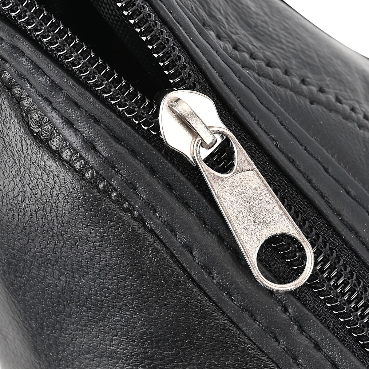 Black Color Patch Work Sheep Leather Crossbody Bag (12"x9.5"x4'') with Adjustable Shoulder Strap image number 3