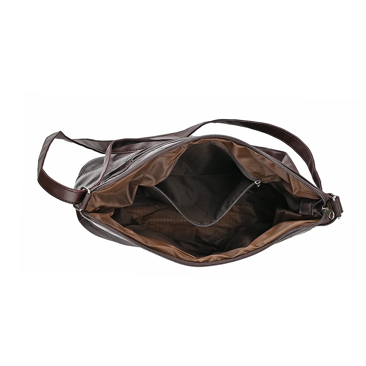 Brown Color Patch Work Sheep Leather Crossbody Bag For Women with Adjustable Shoulder Strap and Zipper Closure (12x9.5x4'') image number 2
