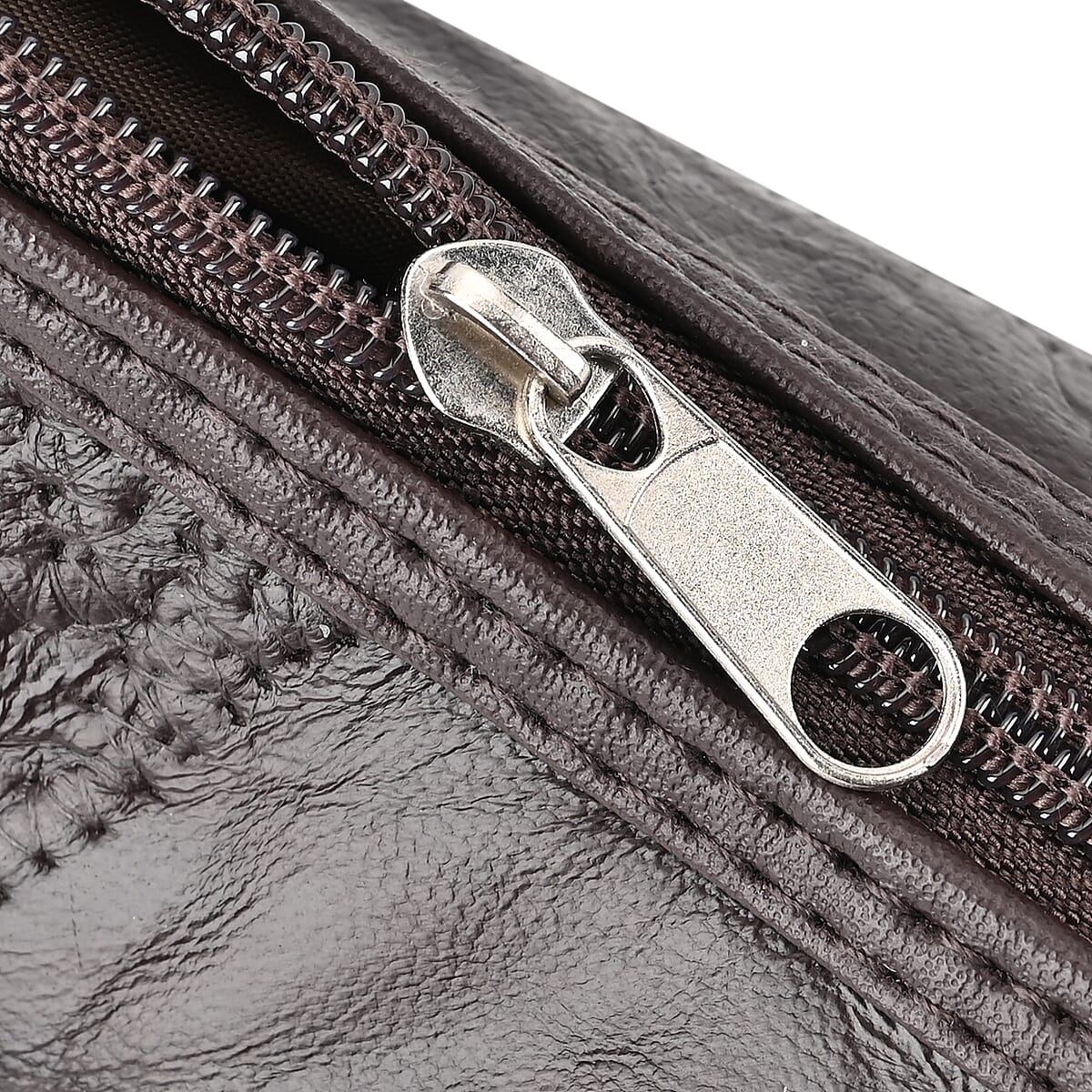 Brown Color Patch Work Sheep Leather Crossbody Bag For Women with Adjustable Shoulder Strap and Zipper Closure (12x9.5x4'') image number 3