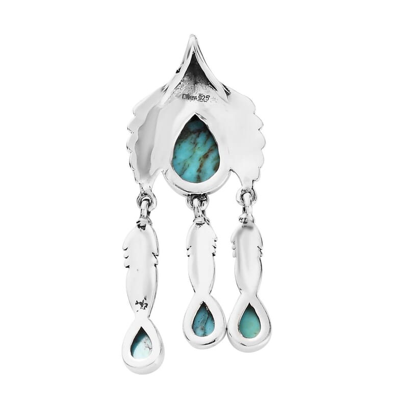Artisan Crafted Blue Moon Turquoise Eagle Pendant in Sterling Silver 3.30 ctw