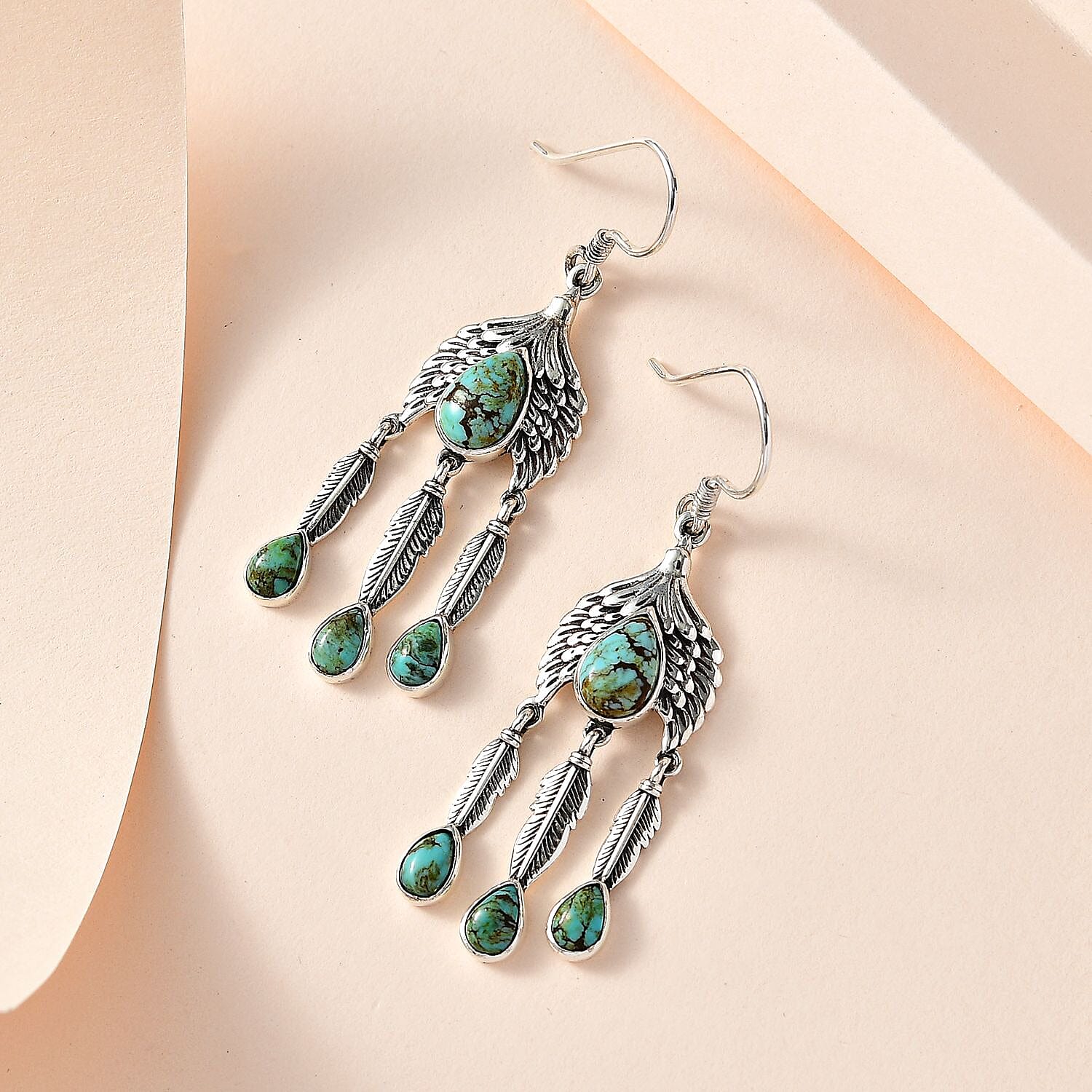 Artisan Crafted Blue Moon Turquoise Eagle Earrings in Sterling Silver 5.50 ctw