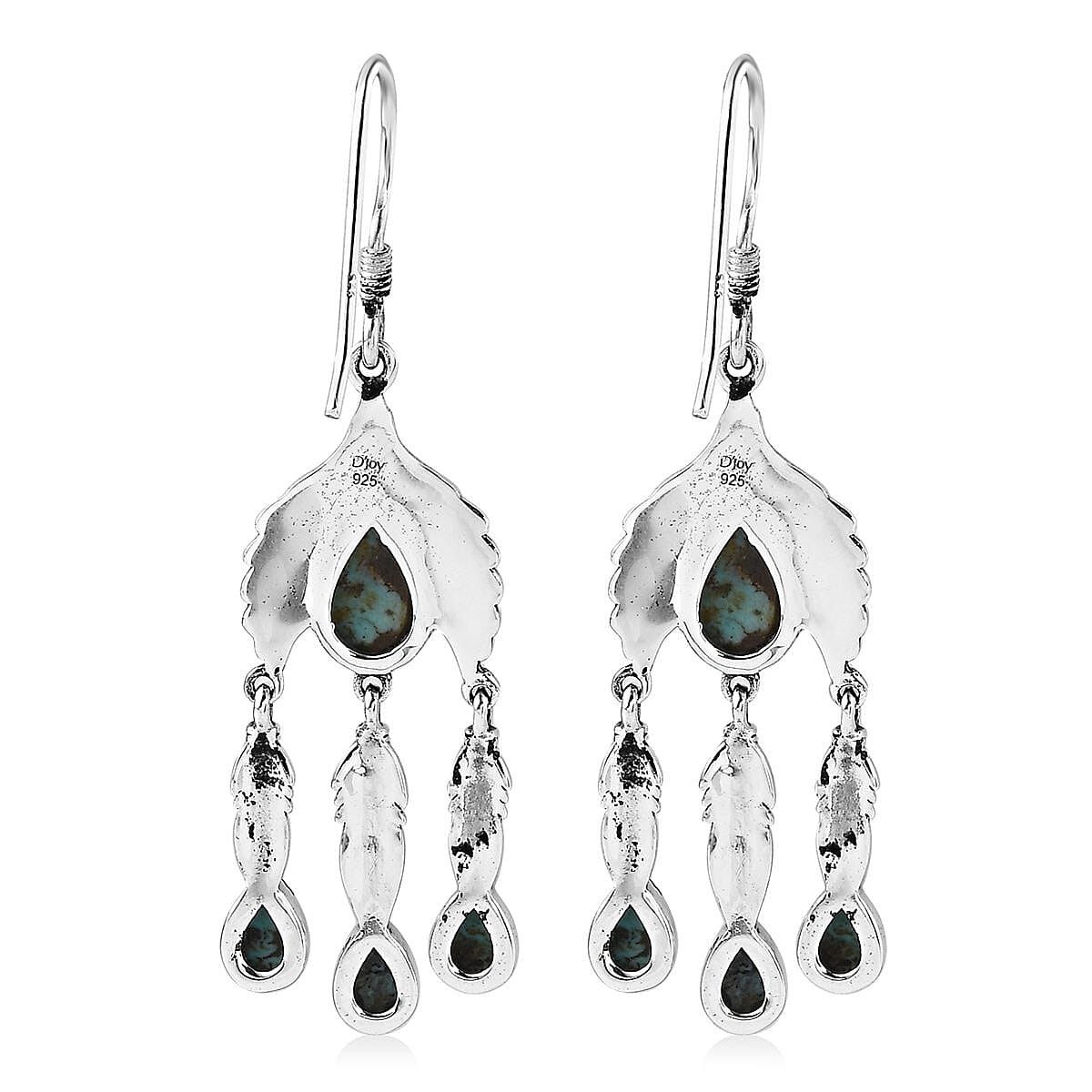 Artisan Crafted Blue Moon Turquoise Eagle Earrings in Sterling Silver 5.50 ctw
