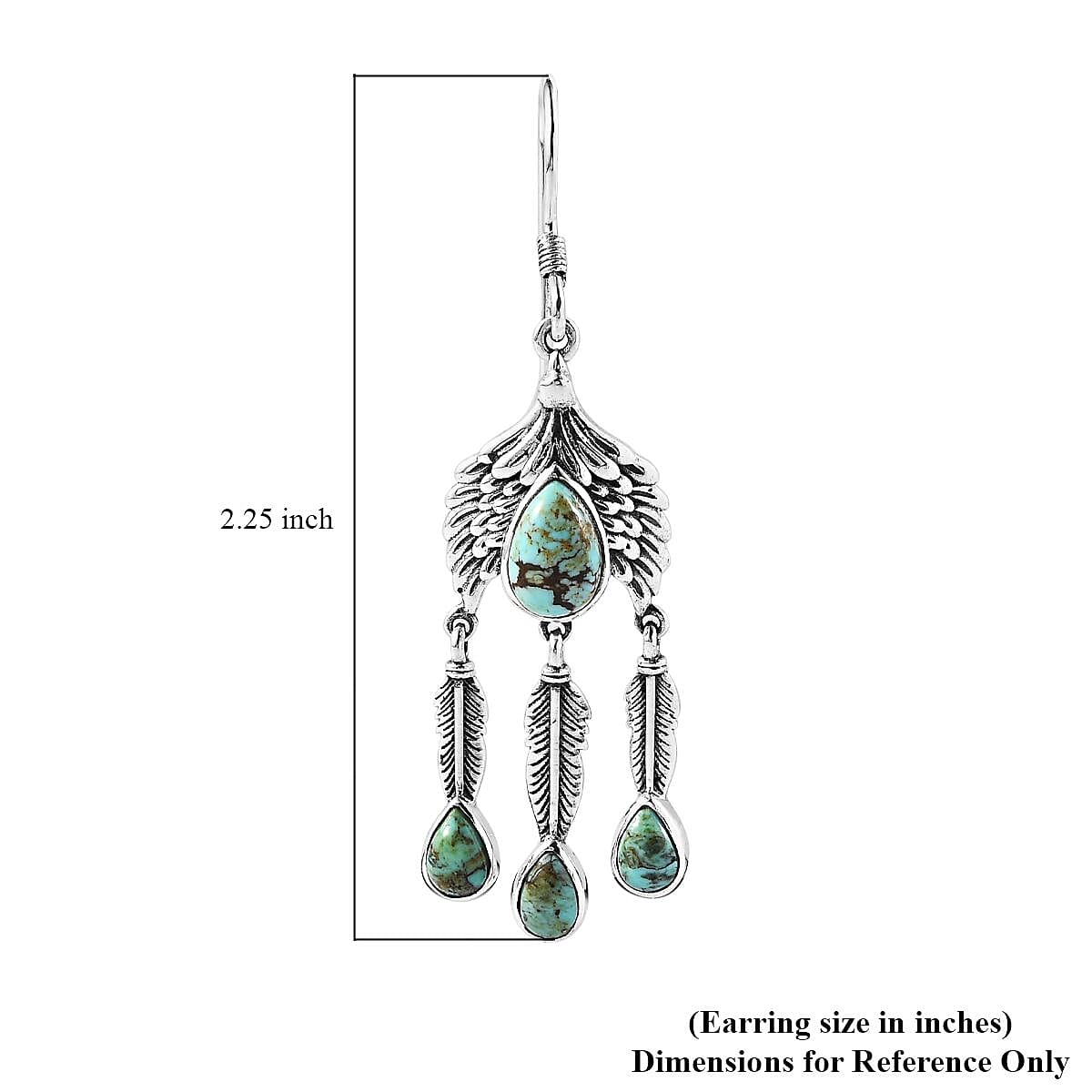 Artisan Crafted Blue Moon Turquoise Eagle Earrings in Sterling Silver 5.50 ctw
