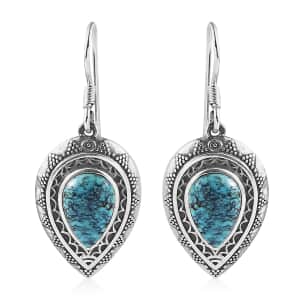 Artisan Crafted Blue Moon Turquoise Earrings in Sterling Silver 5.50 ctw