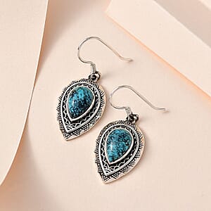 Artisan Crafted Blue Moon Turquoise Earrings in Sterling Silver 5.50 ctw