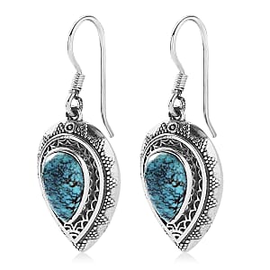 Artisan Crafted Blue Moon Turquoise Earrings in Sterling Silver 5.50 ctw
