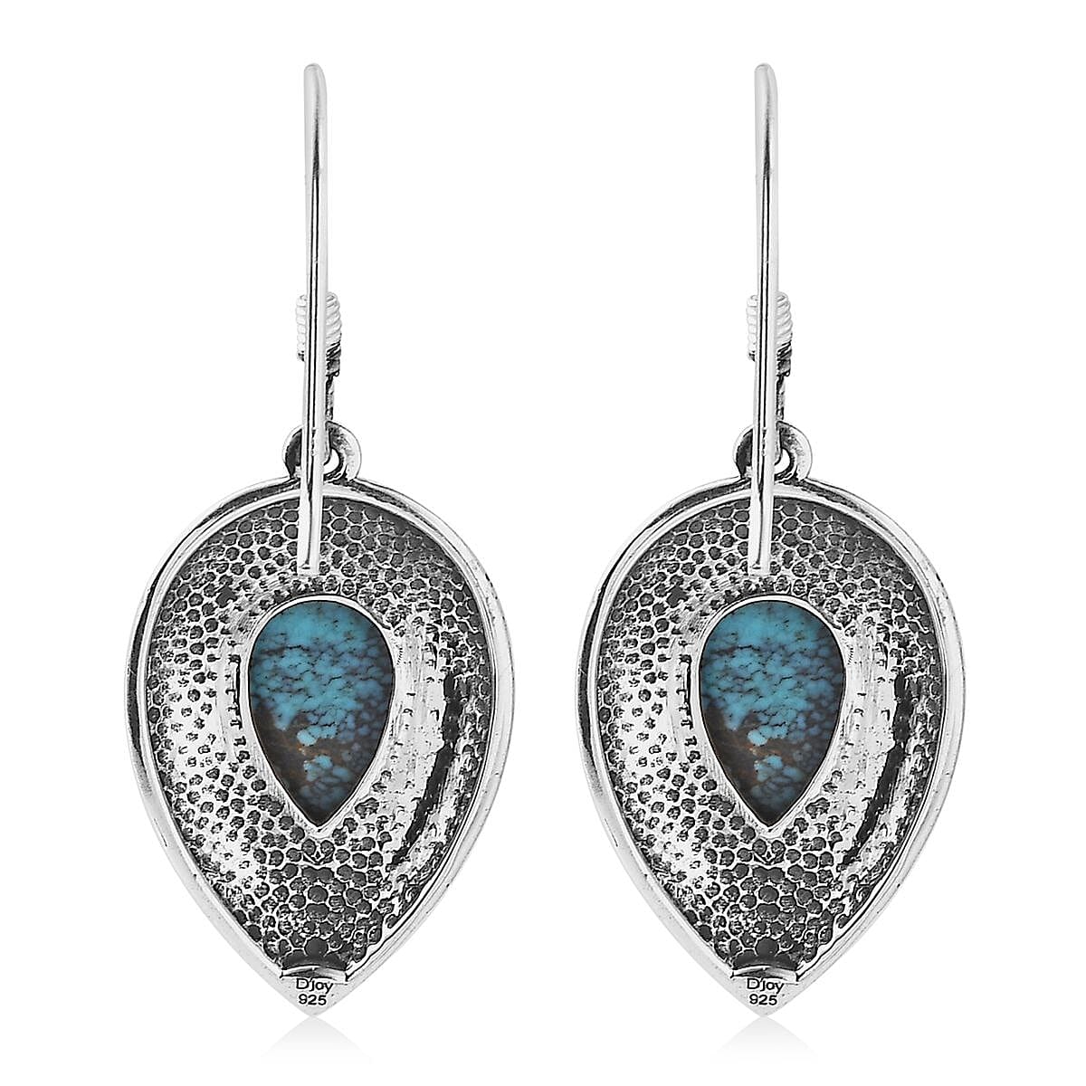 Artisan Crafted Blue Moon Turquoise Earrings in Sterling Silver 5.50 ctw